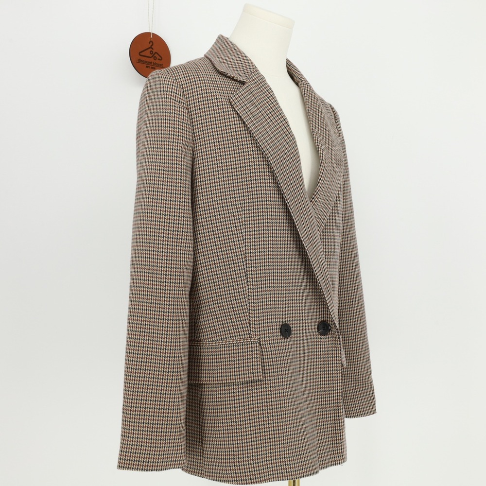 Mango MNG Women Brown Houndstooth Double Breasted Blazer Size Small Preppy NWT - Picture 2 of 9
